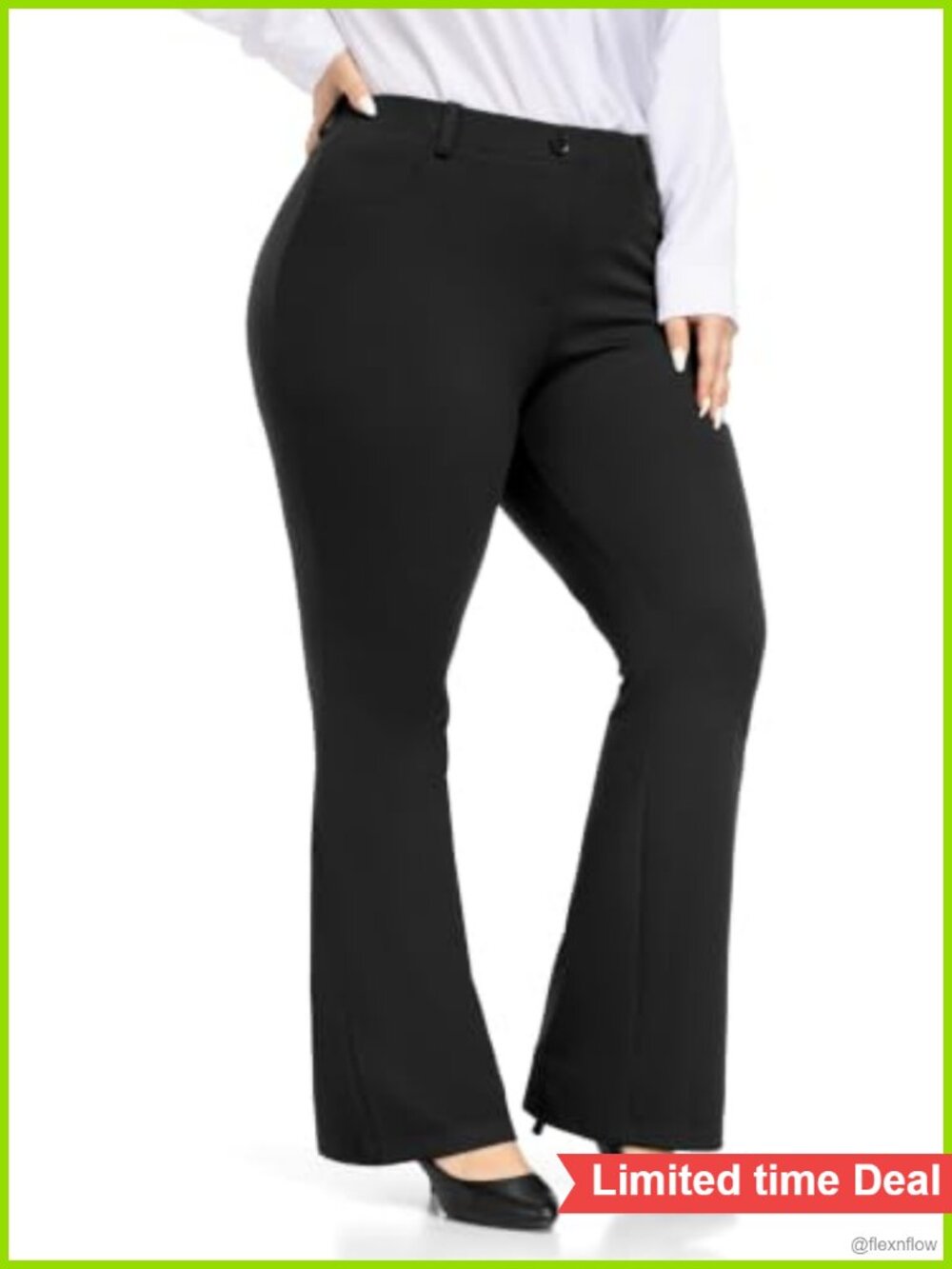 Women's Plus Size Bootcut Dress Pants Stretchy Ponte Work Slacks with Pockets
